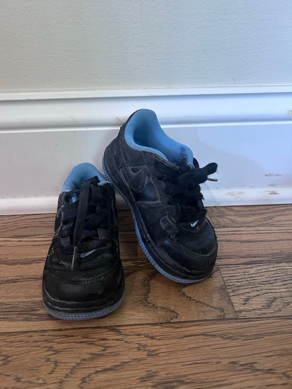 Nike Air Force 1 Low Toddler Size 7C Black Baby Blue Back to School Streetwear